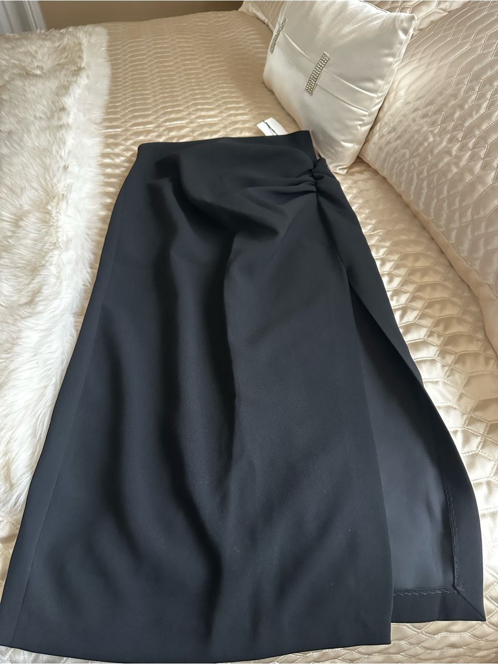Zara Black Midi Wrap-Style Skirt